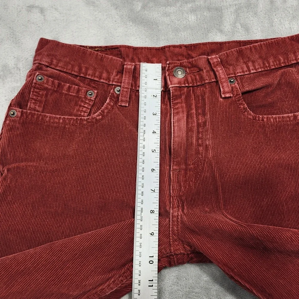 Levi's 502 Jeans Mens 30x28.5 Red Corduroy Regular Fit Tapered Stretch Casual